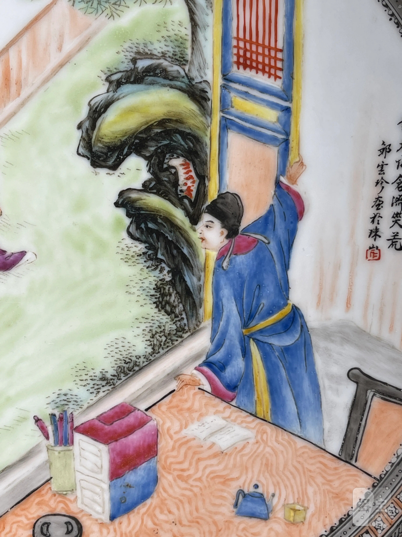 民国 粉彩人物纹盘一组两件 - 图3
